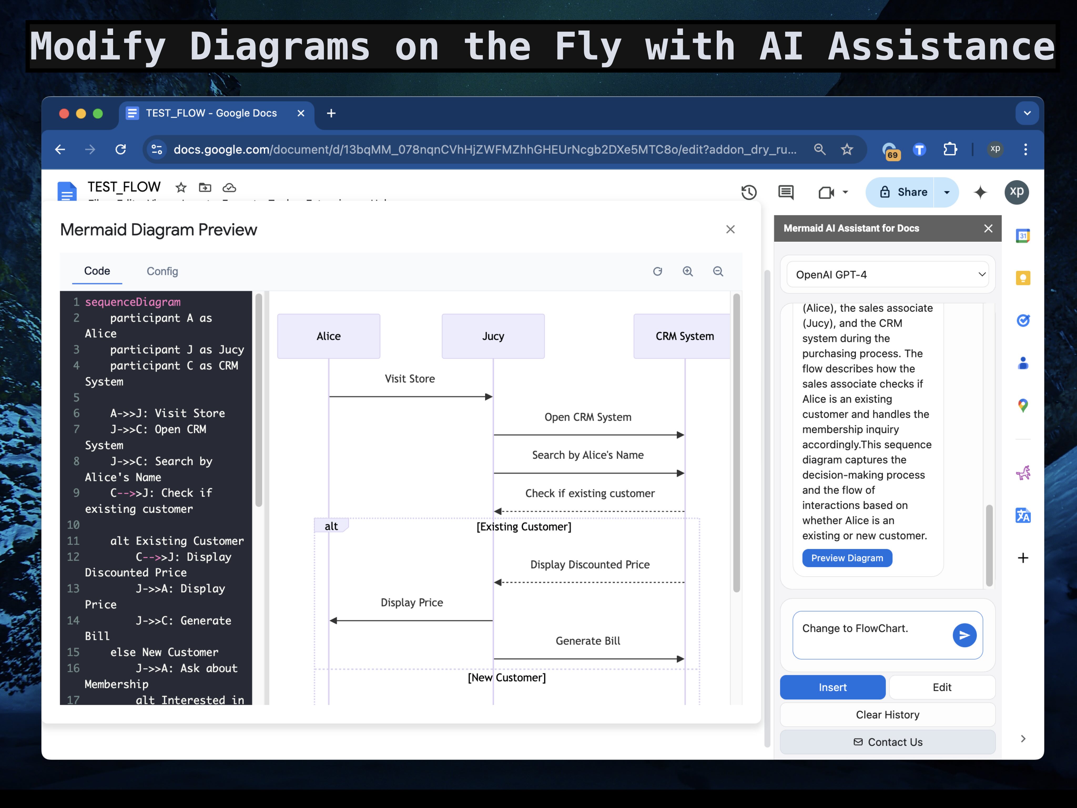 Using natural language to customize the diagram with AI assistance